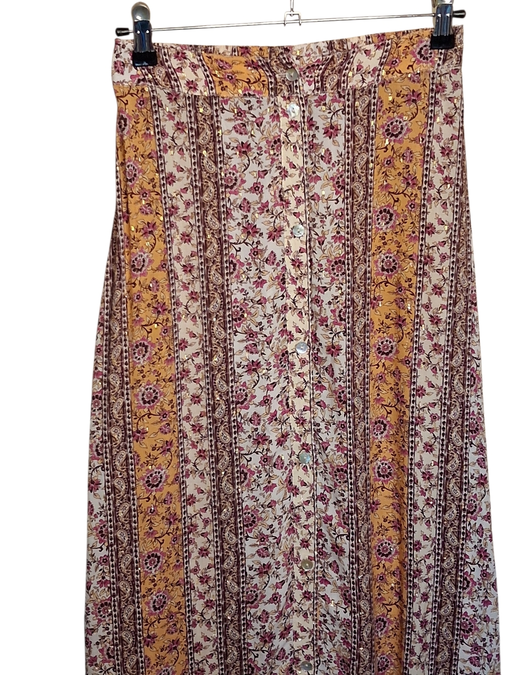 Sadie & Sage Rosey Tea Button Down Maxi Skirt Sm Boho Chic Festival - Picture 3 of 11
